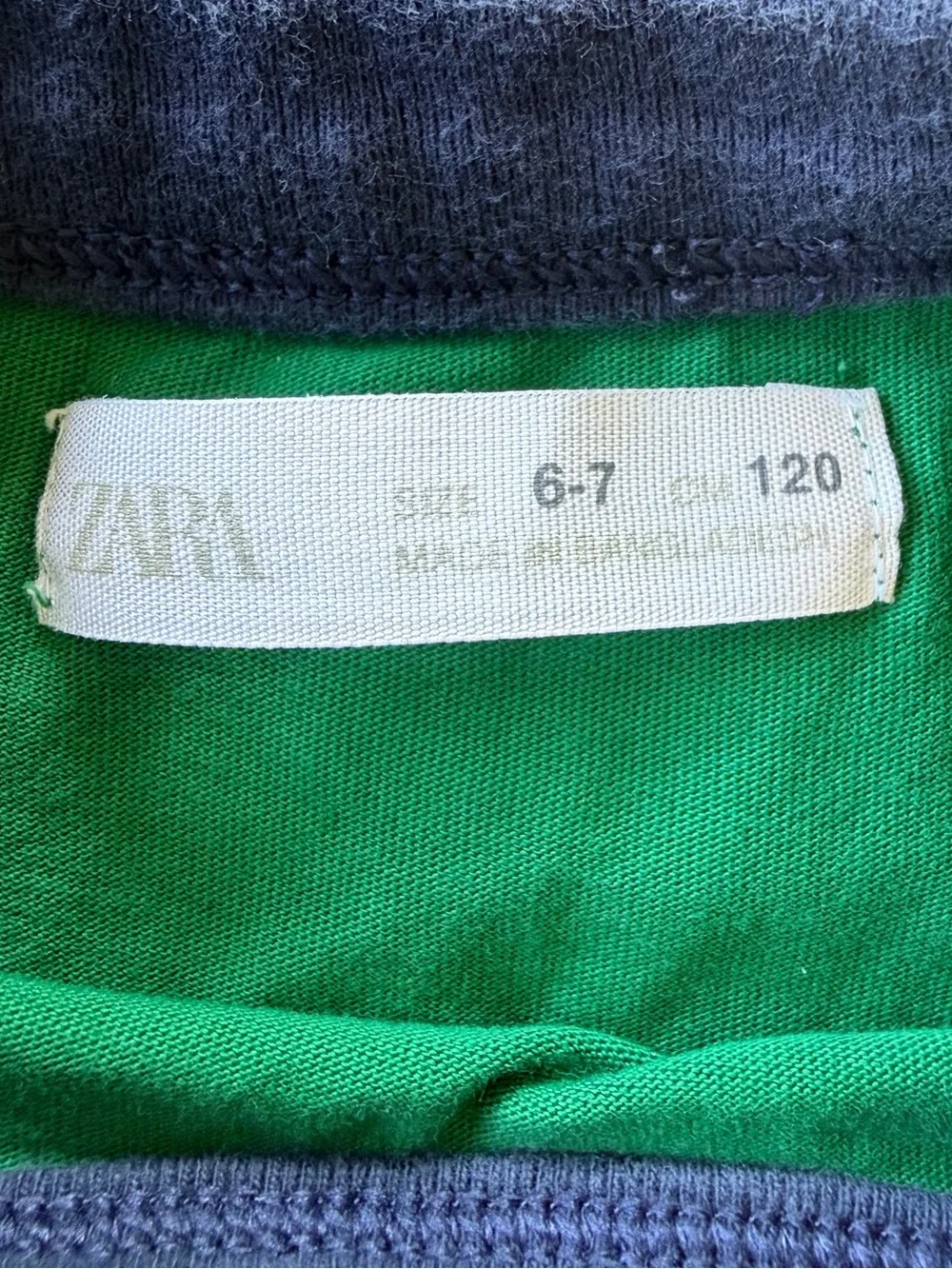 3/$15 Zara Green Ringer T Shirt Size 6-7Y Short Sleeve Cotton Trim Tee Summer